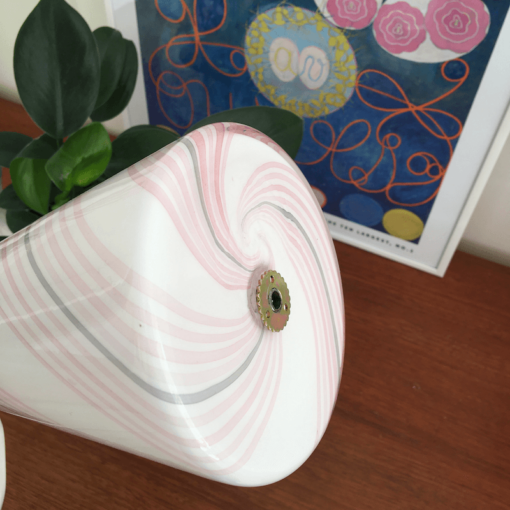 Murano bordlampe med pink swirl