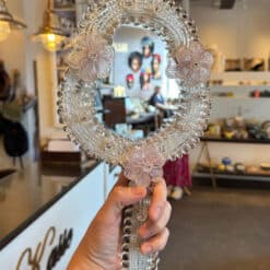 Murano spejl makeup lyserøde blomster