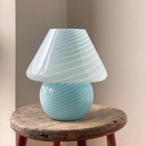 Blå vintage murano mushroom bordlampe