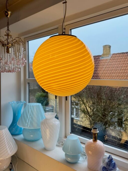 Gul Murano swirl loftlampe