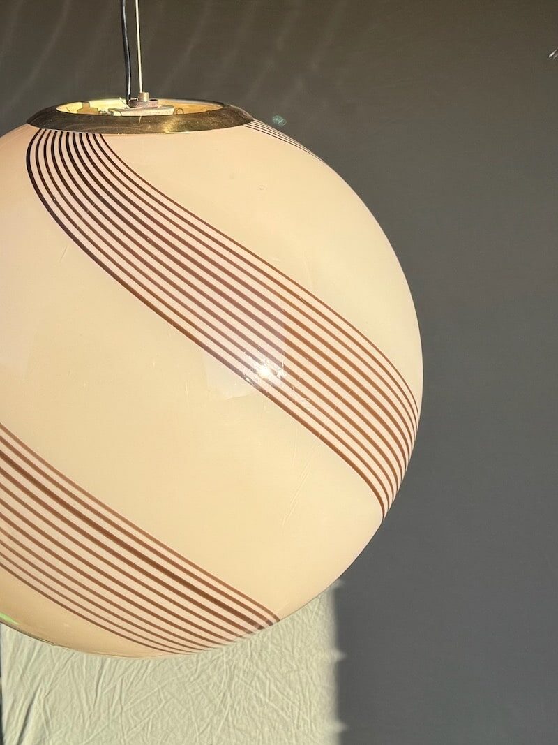 Vintage Murano loftlampe med brun stribe
